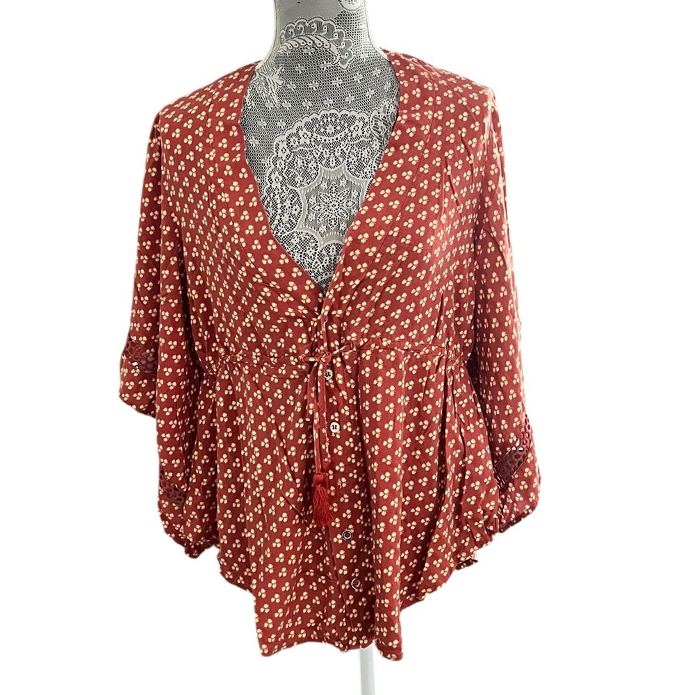 Rip Curl Batwing Top Women’s Size Medium Burnt Orange